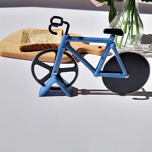 Bicicleta Cortadora de Pizza, Fatiador De Pizza Bicicleta Antiaderente Inox Duplo Com Suporte, Corta