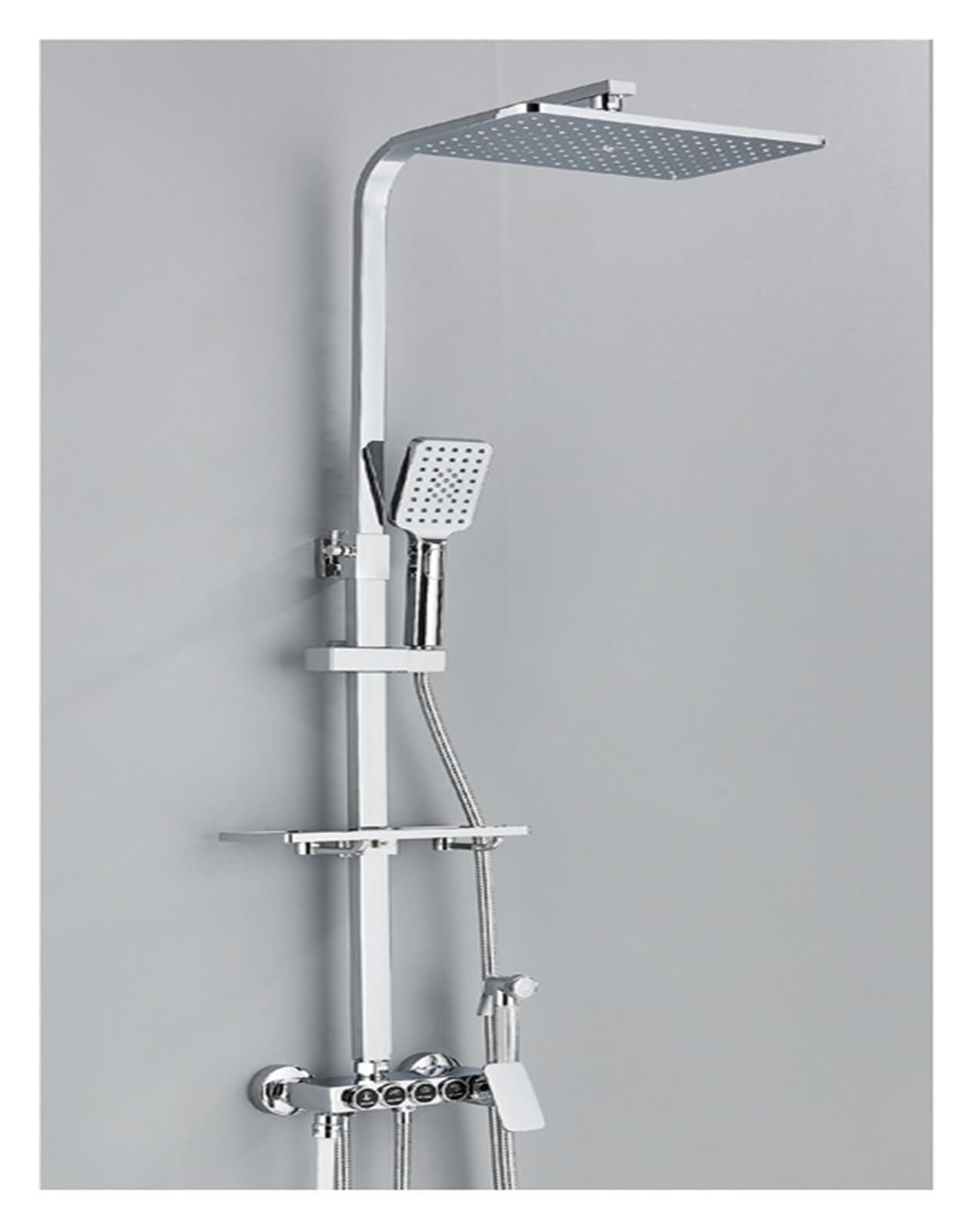 Soywim Chrome 4Ways D Shower System, Digital Display Bathroom Shower System,Thermostatic Faucet Black Set,Modern Rainfall Tap For(Chrome 4Ways D)