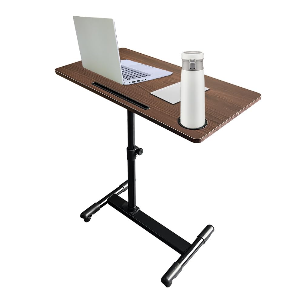 Eosprim Mesita de Noche Médica de Altura Ajustable, Mesa Auxiliar Escritorio con Ruedas Regulable, Mesa Cama para Ordenador Portatil Oculto, Mesita Auxiliares Comer Madera Plegable Sofa