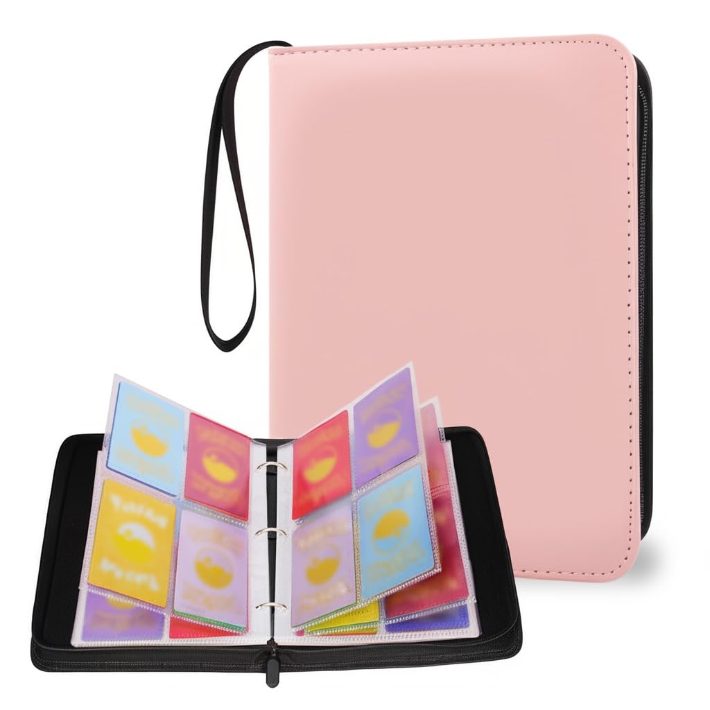 AULEEP Trading Card Binder 4 Pockets 520 Cards Collection Top Loading Cards Album, Kpop Album Easy Carry DIY Stickers Holder Removable Photocard