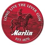 Desperate Enterprises Marlin Round Fully Embossed Steel Sign - Nostalgic Vintage Metal Wall Decor - Made in USA