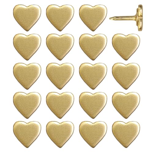 Image of Mini Gold Heart Push Pins - Mini Gold Metal Heart Map Pinss - for Cork Board, Maps, or Lapel Pin Use - Designed in USA - Set of 20