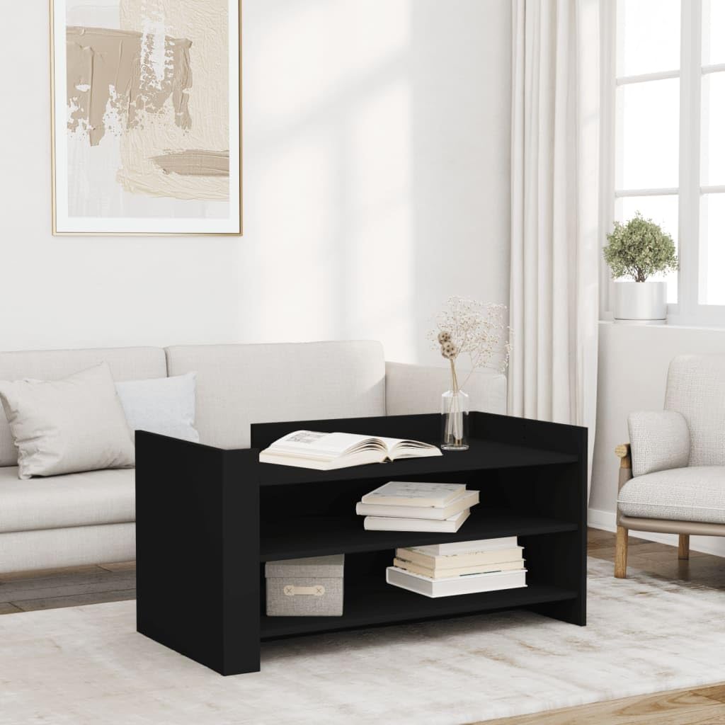 Homgoday Tavolino da caffè nero 100 x 50 x 50 cm, in legno ingegnerizzato, tavolino da tè per soggiorno, sala d'accoglienza degli ospiti, camera da letto e ufficio, tipo 1