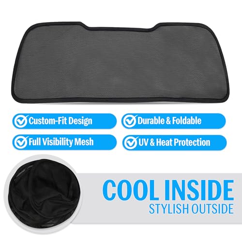 Image of Autofact Dicky Curtain for Alcazar 2022-2024 | Custom Fit Rear Windshield Sunshade | Foldable Mesh | Privacy & Cooling Car Accessory | Car Rear Sun Shade UV Block Easy Install Durable Black Mesh