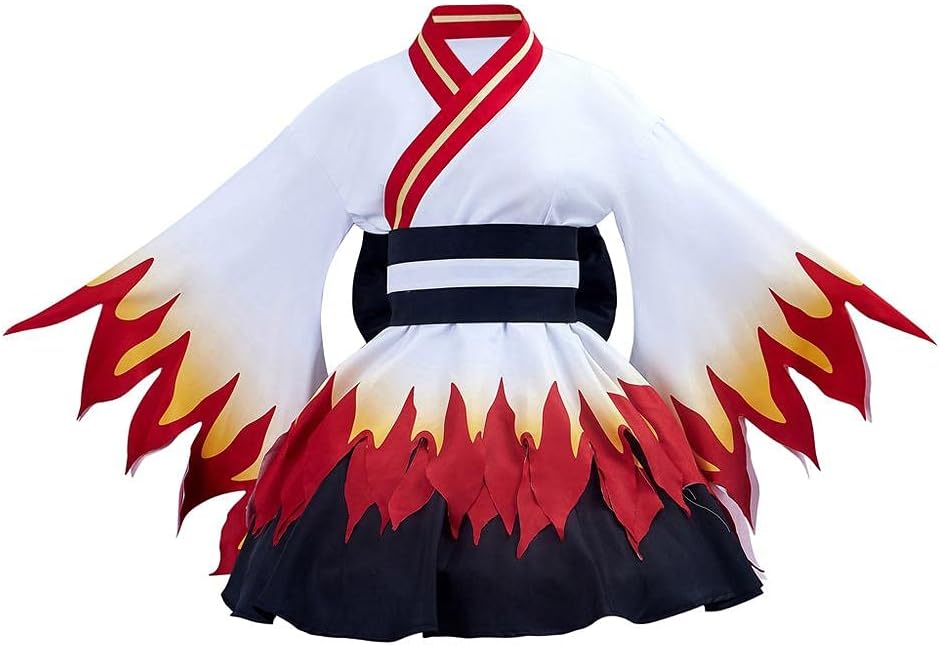 Flame Kimono Cosplay Costume Japanese Anime Lolita Kimono Maid Cosplay Uniform Dress Outfit Adult