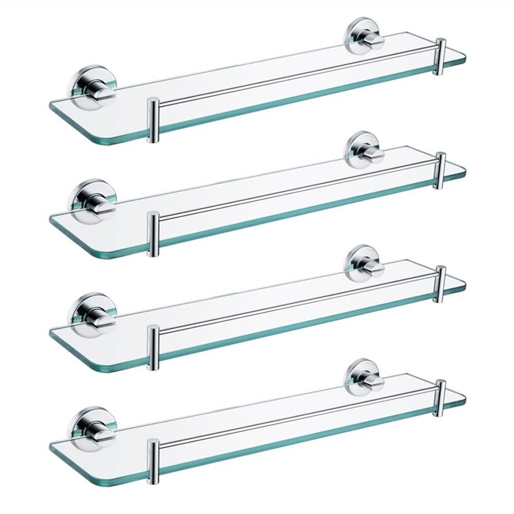NUHSLF Shower Caddy Bathroom Glass Shelf Shower Organizer Tempered Glass Storage Cosmetic Shelf Wall Mounted Polished Finish Bathroom