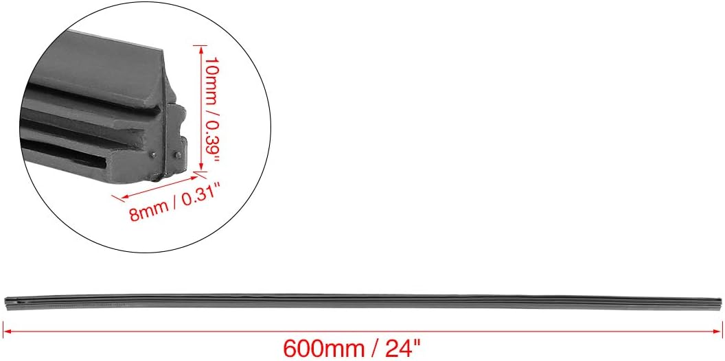 X AUTOHAUX 2pcs 600mm 24inch 8x10mm 3 Section Rubber Windshield Wiper Blade Refills for Car