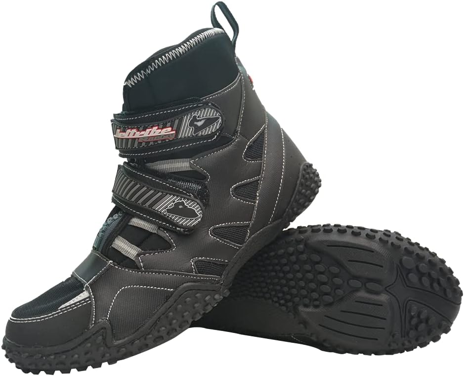 Jettribe GRB 4.0 Race Boot - PWC Jet Ski Ride and Racing Shoe with Rubber Sole - Advanced Comfort, Durability, and Style for Water Sport Enthusiasts - TPR logo on closure - Black