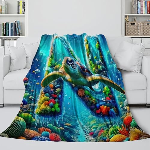 Cadeau tortue de mer couverture microfibre douce plaid lit 3D