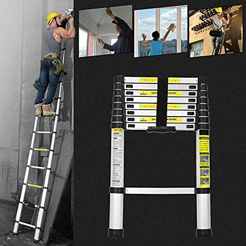 Multibao 3.8M / 12.5FT Telescopic Ladder Multi-Purpose Portable Telescoping Aluminium Extension Adjustable Height EN131 Safe Standard 13 Steps 150kg Capacity 3 Multibao 3.8M / 12.5FT Telescopic Ladder Multi-Purpose Portable Telescoping Aluminium Extension Adjustable Height EN131 Safe Standard 13 Steps 150kg Capacity - Image 3