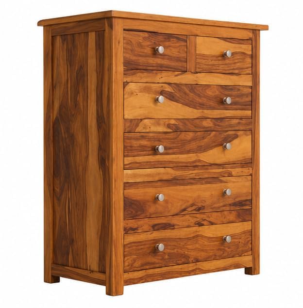 Image of Sheesham Wood Wooden Chest of Drawers with 6 Spacious Drawers for Living Room Storage (Samuel)