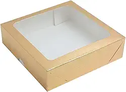 Caixa de Papel Com Visor Embalagem Presente 15x15x4 Com 10un Dourada