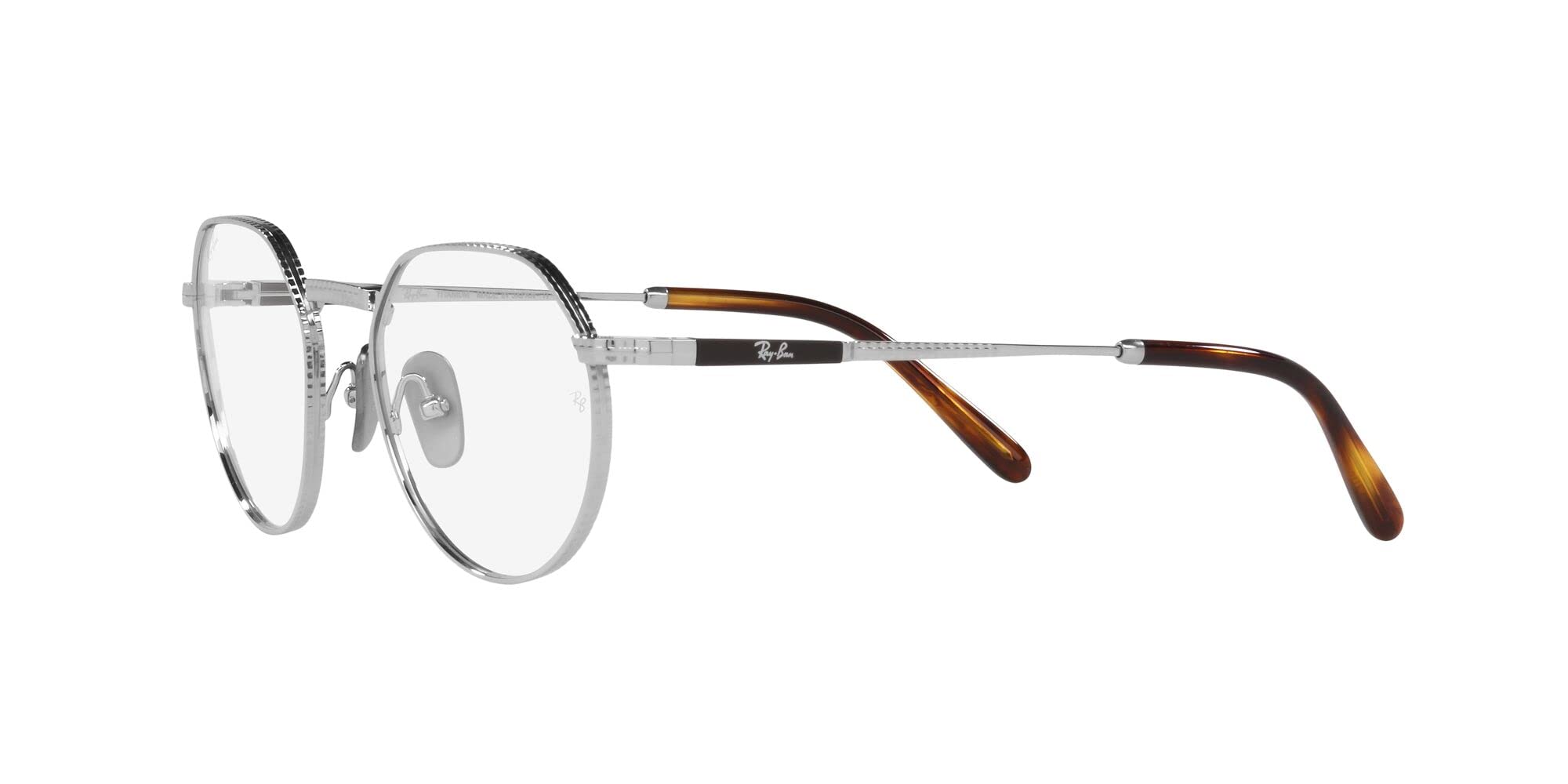 Ray-Ban Rx8265v Jack tytanowe okrągłe okulary na receptę, Srebro/soczewka demonstracyjna, 53 mm
