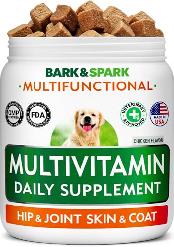 BARK&SPARK Dog Multivitamin Chews Glucosamine Chondroitin with Omega 3, Digestive Enzymes &...