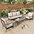 PHI VILLA 4 Pieces Outdoor Patio Furniture Set,Rattan Wicker Metal Patio Conversation Sets for Backyard w/Coffee Table, Seat Cushions