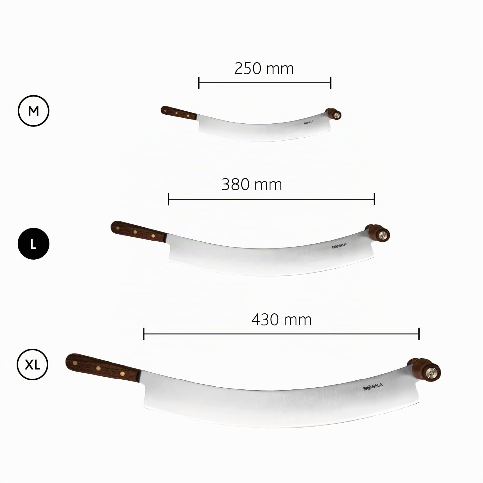 BOSKA Couteau à Fromage Hollandais Professionnel L – Acier Inoxydable, Poignées en Bois, Lame Incurvée, Pour Fromages Grands et Affinés – 380 mm