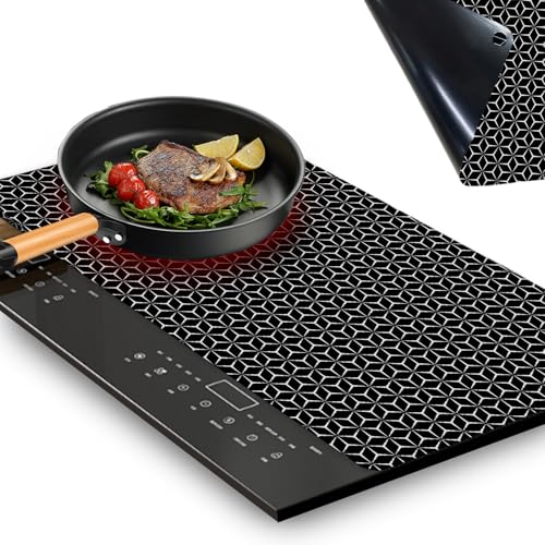 LURNODY 52 * 78cm Alfombrilla Protectora para Cocina de Inducción, Protector Vitroceramica Induccion, Protector Placa Induccion, Silicona, Alfombrilla Protectora Multifuncional de Fibra de Vidrio