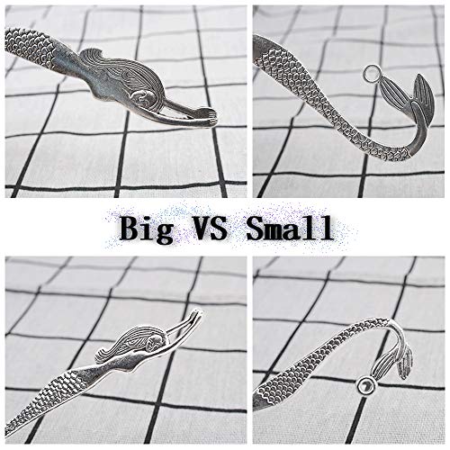 Hostk 10Pc Silver Metal Bookmark Hairpin Hook Carved Antique Vintage With Pendant Jewellery Making Mermaid Souvenirs Plain Embossed #TOP3