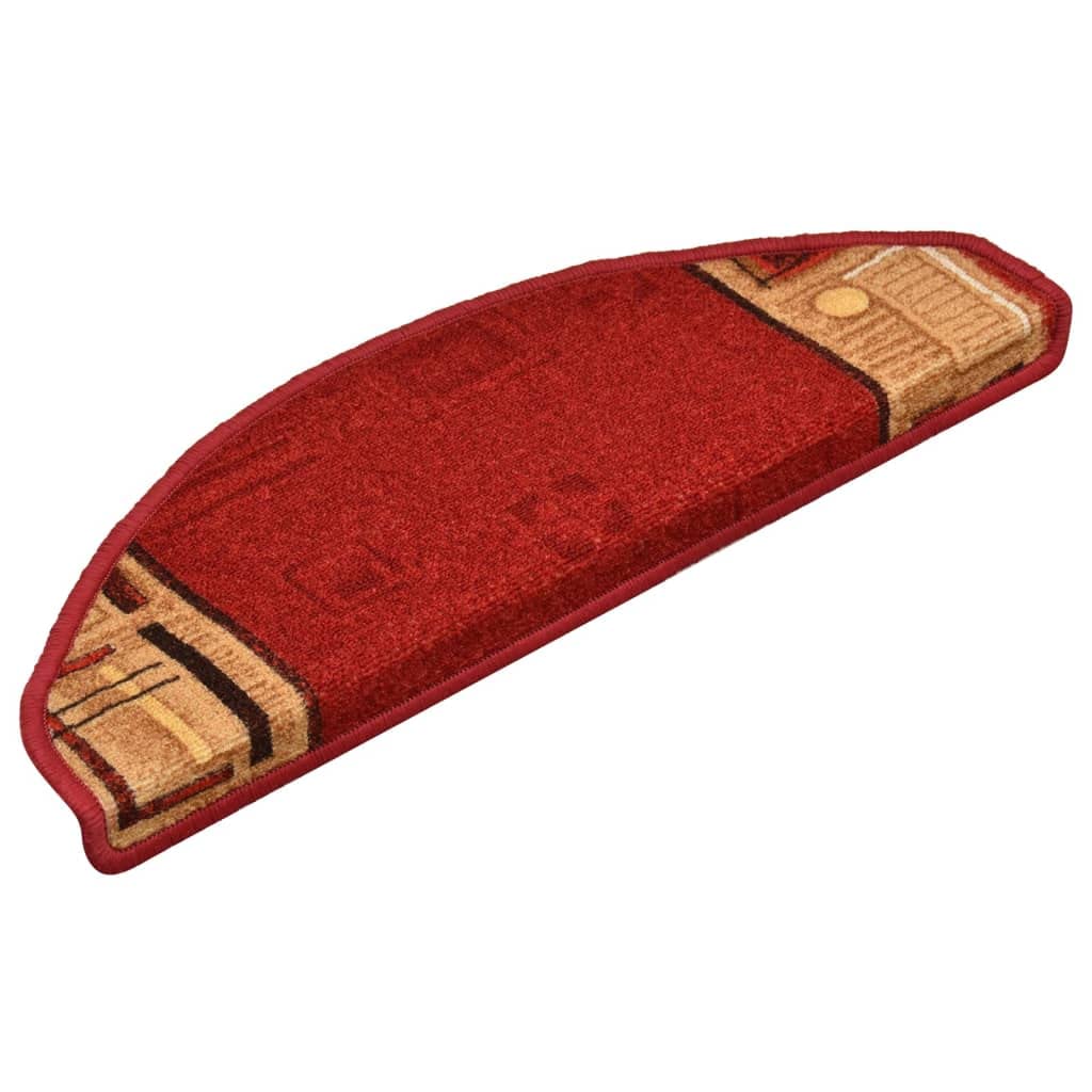 vidaXL Stufenmatten 5 STK., Treppenmatten mit Klebebändern, Treppenteppich Selbstklebend, Treppenstufenmatte Treppenschutz, 65x21x4cm Rot