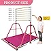 kechery Foldable Gymnastics Bar with Mat, Rings and Bar Pad for Junior Kids, 3'-8' Adjustable Height and Expandable Gymnastics Horizontal Bar Indoor Equipment for Kid's Training at Home.