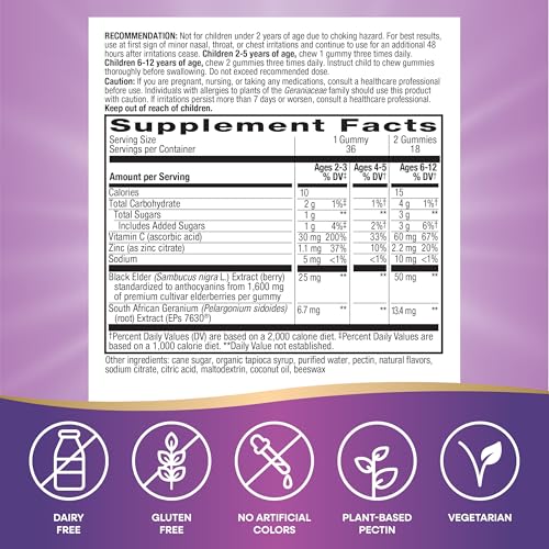 Nature's Way Sambucus Kids Cough Relief +(1) Immune Gummy*, 36 ct - image 5
