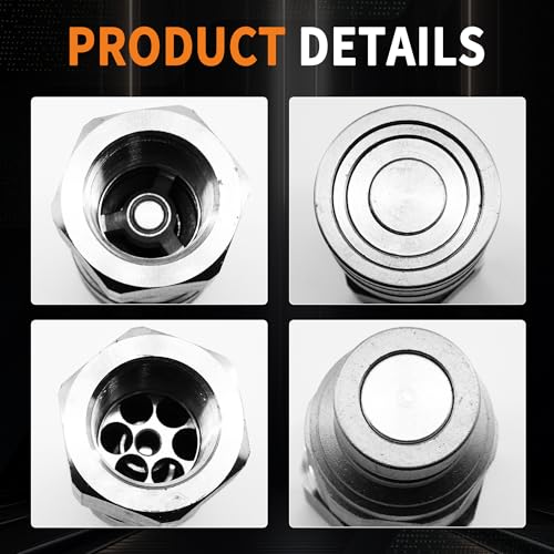 Image of 3 /4 inch NPT Skid Steer Flat Face Hydraulic Quick Connect Couplers with Dust Caps