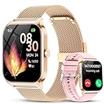 Smartwatch Donna,1.85'' Orologio Smartwatch con Chiamate Bluetooth/Assistente,120+ Sportive Smart Watch con Contapassi/Sonno/Cardiofrequenzimetro,IP68 Fitness Tracker per iOS Android, Oro e Rosa