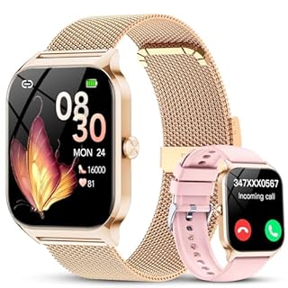 CASCHO Montre Connectée Femme avec Appel Bluetooth,1.85" HD Smartwatch Femme avec Fréquence Cardiaque/Sommeil/SpO2, 120+ Modes Sportifs, IP68 Étanche Fitness Tracker, Montre pour Android iOS Or Rose