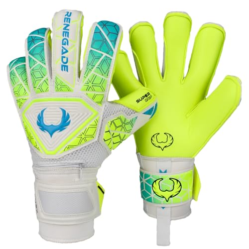 Renegade GK Vortex Wraith Goalie Gloves | 3.5+3mm Hyper Grip & 4mm Duratek | Neon Yellow & Blue...