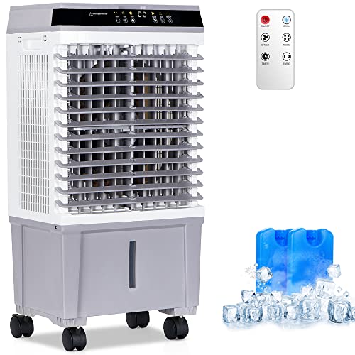 MEPTY Evaporative Air Cooler, 1800 CFM Swamp Cooler with 5.3Gallon Water Tank, Remote Control, 12H Timer, 3 Modes & Speeds, 90° Oscillation, Portable for Home, Office, Residential (Grey) MEPTY Evaporative Air Cooler, 1800 CFM Swamp Cooler with 5.3Gallon Water Tank, Remote Control, 12H Timer, 3 Modes & Speeds, 90° Oscillation, Portable for Home, Office, Residential (Grey)