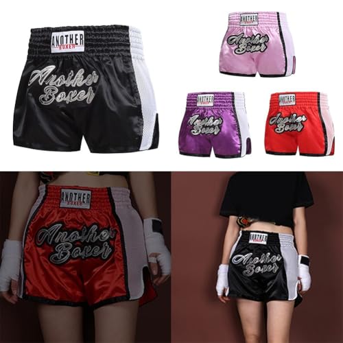 Pantalones cortos de entrenamiento para mujer y hombre, cómodo equipo de boxeo MMA y Muay Thai con cintura elástica, Rosa, M - imagen 3