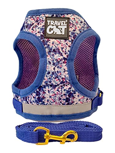 Travel Cat Harness And Leash Set - Adjustable Comfort Fit Mesh Vest Harnesses With Reflective Strap - Snug Fit Harness For Cats, Kitten For Outdoor Walking, Groovy, Large (Chest 16-19 Inch) #TOP24
