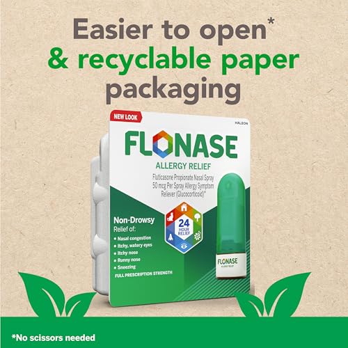 Image of Flonase Allergy Relief Nasal Spray,24-Hour Non-Drowsy Multi-Symptom Relief 144 Sprays,Bonus Pack of Tissues,(Pack of 2)