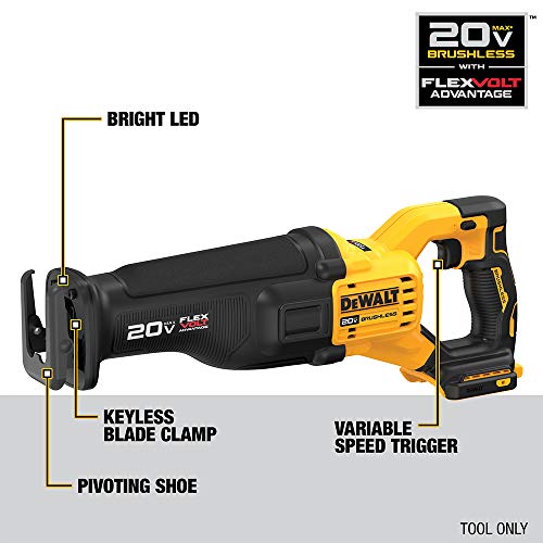 DEWALT FLEXVOLT ADVANTAGE 20V MAX Reciprocating Saw, Cordless, Tool Only (DCS386B)