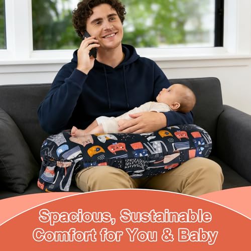 Image of x-vesolje Plus Size Nursing Pillow Wider Support, Breastfeeding Pillow with Adjustable Strap Fit All Body Type, Ergonomic Breast Feeding Pillow, Baby Feeding Pillow for Mom- Max Size /Kitty