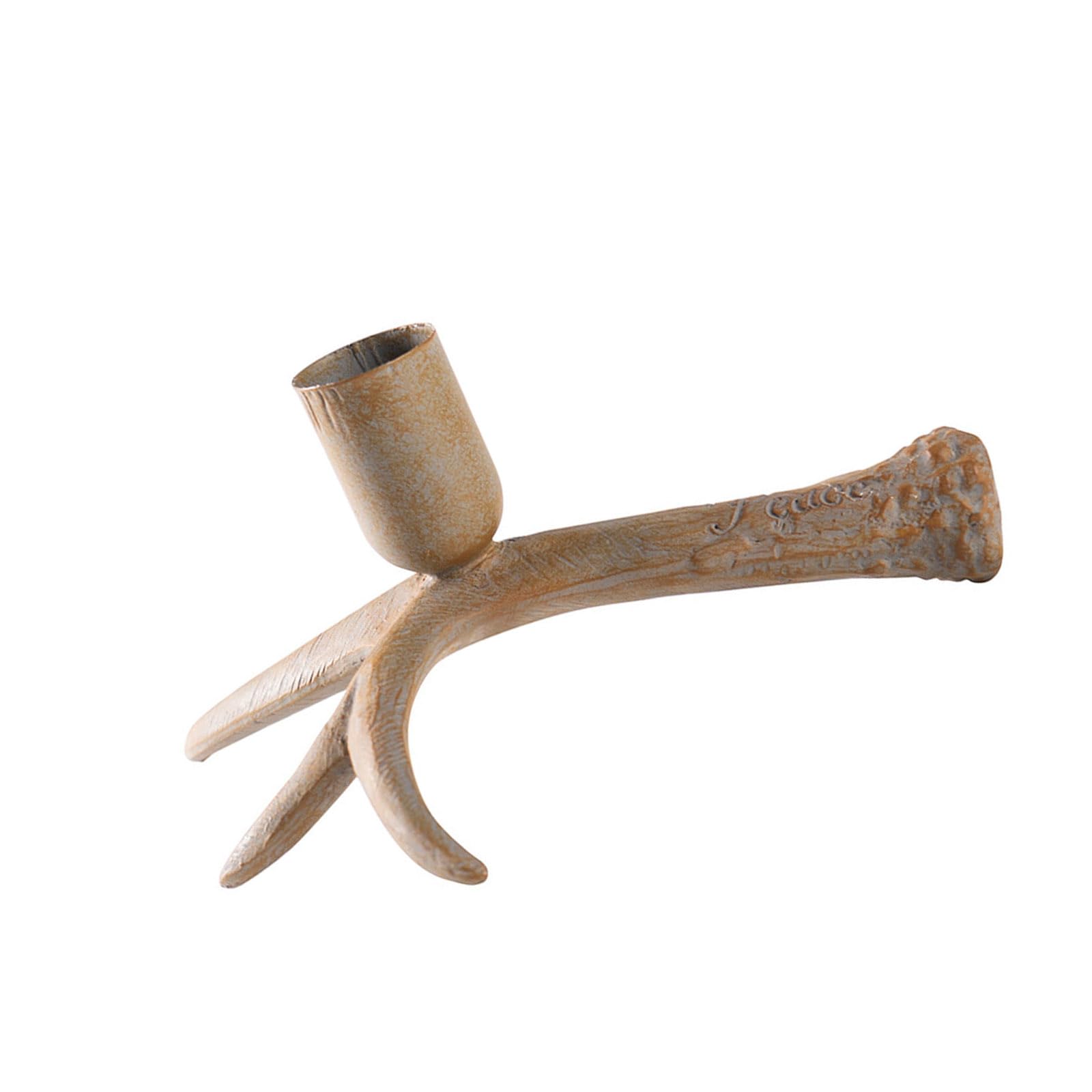 Hredyqw Farmhouses Deer Horn Pillar Holder Resins Candlestick for Home Decors and Weddings Party Centerpieces Ornament Decorative Holder
