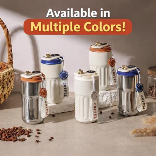 Image of Insulated Coffee Travel Mug with Smart LED Temperature Display - 460ml Vacuum Insulated 304 Stainless Steel Thermos Flask - Leakproof Reusable Tea & Water Bottle for Office, Car & Outdoor