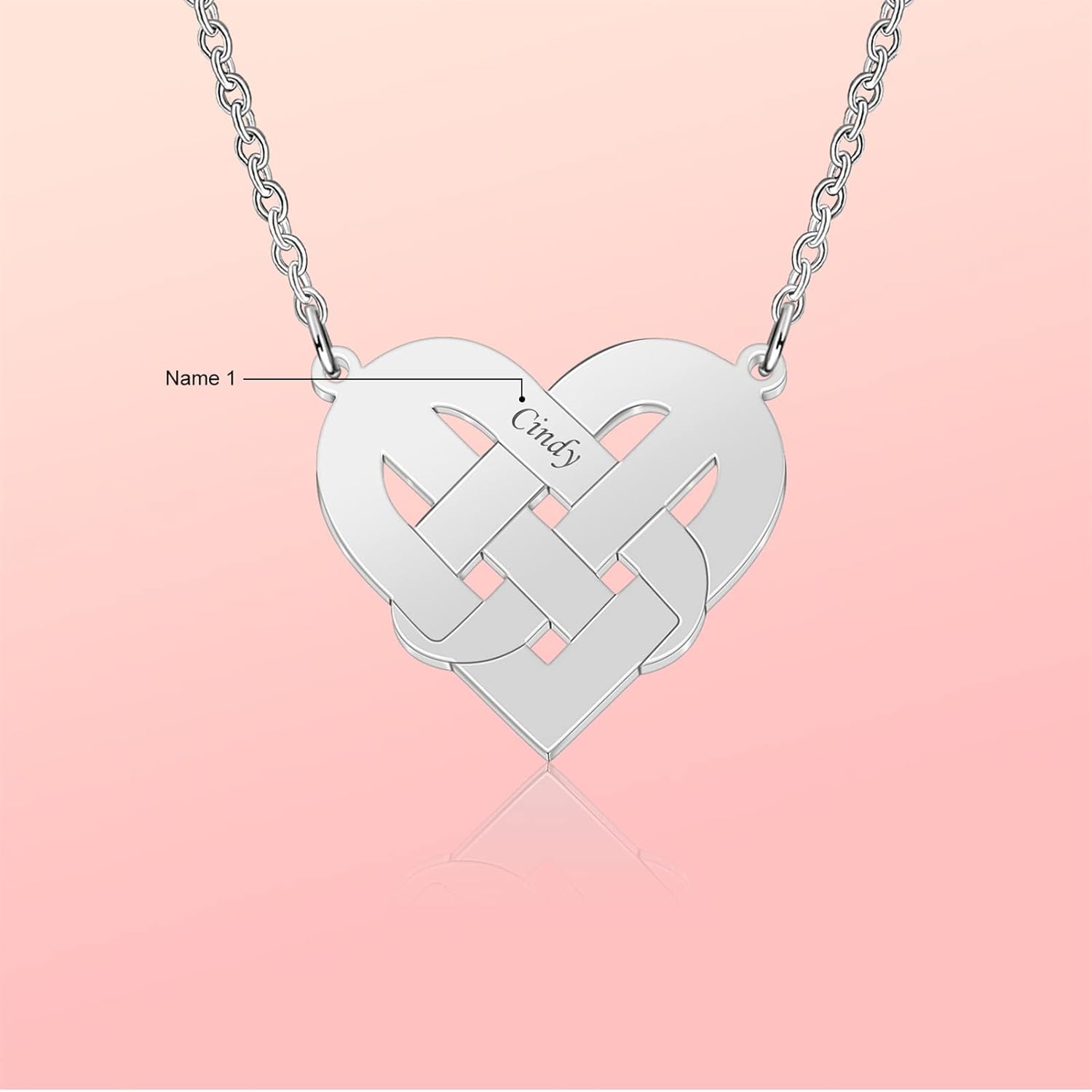BAUMA AUTO 925 Sterling Silver Personalized Mother Necklace with Kids Names for Women Custom Love Heart Name Necklace for Mother Mothers’ Day Gifts for Mom Grandma Wife