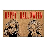 Kreative Halloween-Fußmatte, Halloween-Horrorfilm-Bodenmatte, Dekoration, saugfähige, rutschfeste Eingangsmatte für Zuhause, Wohnzimmer, Schlafzimmer, Küche, Badezimmer, Dekoration, 40 x 60 cm