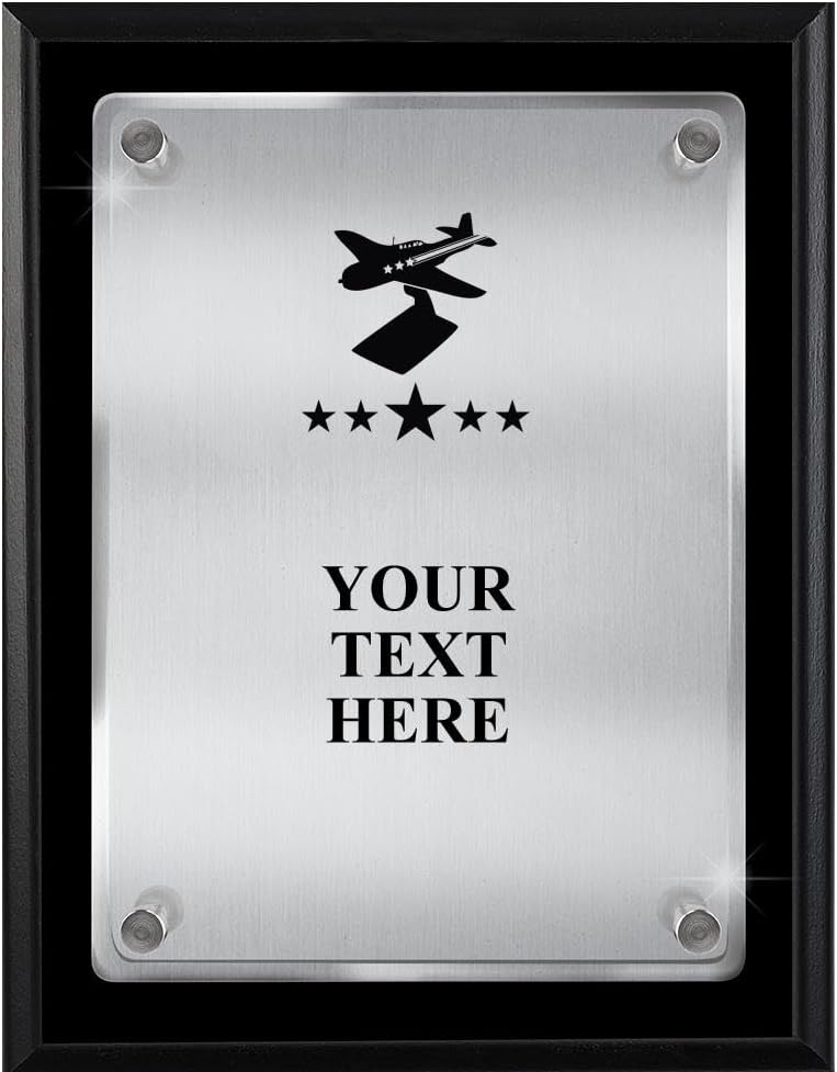 Crown Awards Model Airplane Plaques with Custom Engraving, 7x9 Model Airplane Floating Plaque Award, Great Personalized Airplane Gift