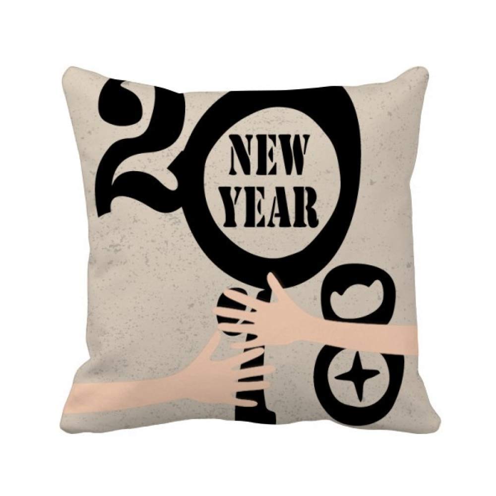 Coussin de couverture noir texte bonne année câlin décoration salon