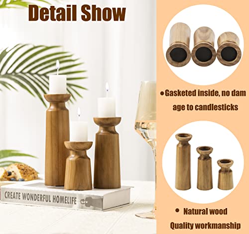 Wooden Candle Holder,Farmhouse Candle Holders Set Of 3, Natural Pine Candle Holder, For Tea Lamp Candles,Prayer Candles,And Flameless Candles For Table Center Mantel Or Any Table Top Decoration. #TOP1