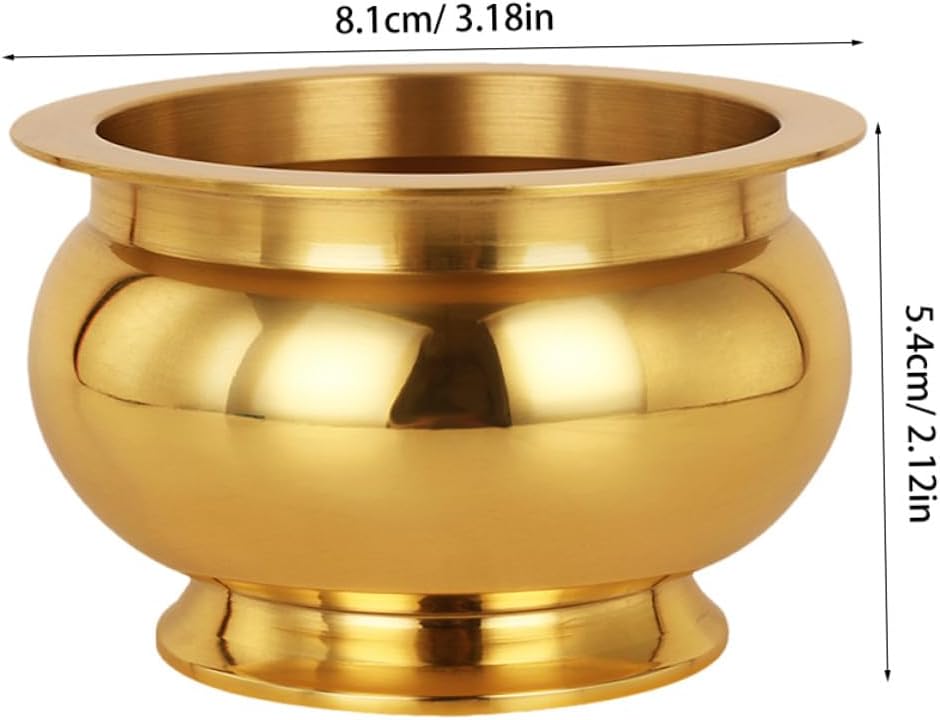 Ciieeo 1pc Incense Burner Copper Offering Bowl Censer Container Desktop Buddhist Incense Bowl Agarwood Feng Shui Metal Buddhism Censer Incense Powder Gold Decor Cone Chinese Style China
