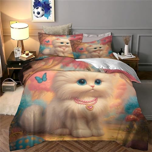 Housse de couette chaton blanc hypoallergénique protégeant la peau sensible des enfants - 6