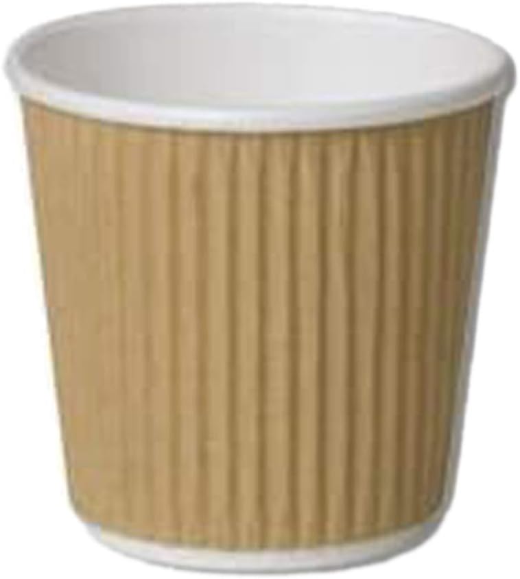 25 X 4oz / 120ml Kraft triple walled disposable paper ripple cups