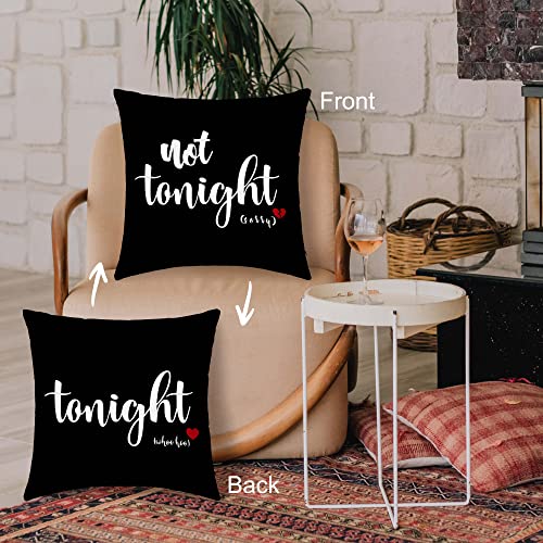 Dibor Tonight Not Tonight Black Reversible Throw Pillow Covers 18X18 In - Home Bedroom Decorative Couch Cushion Covers,Funny Couple Pillow Case,Gifts For Couples Anniversary Wedding Engagement #TOP2