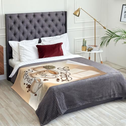Couverture flanelle haut de gamme marron café légère et confortable