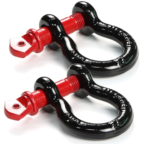 2Pack 0.75in D Ring Shackles (WLL 4.75T) - Heavy Duty Towing Shackles for Tractors, Trucks, Stump Pulling & Winches - Forged Steel Screw Pin Shackle by MangoPark