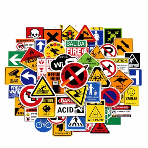 50PCS Warning Traffic Sign Graffiti Stickers Waterproof Vinyl Decals for Laptop Phone Luggage Skateboard | Saudi Style Aesthetic Sticker Pack