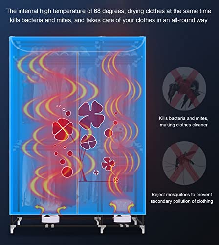 SND-A Asciugatrice - Asciugabiancheria Riscaldata A 3 Ripiani da 1000 W Asciugatrice Elettrica Portatile Pieghevole 160 Cm,Stendibiancheria per Guardaroba Timer Automatico Digitale,Blu - Image 5